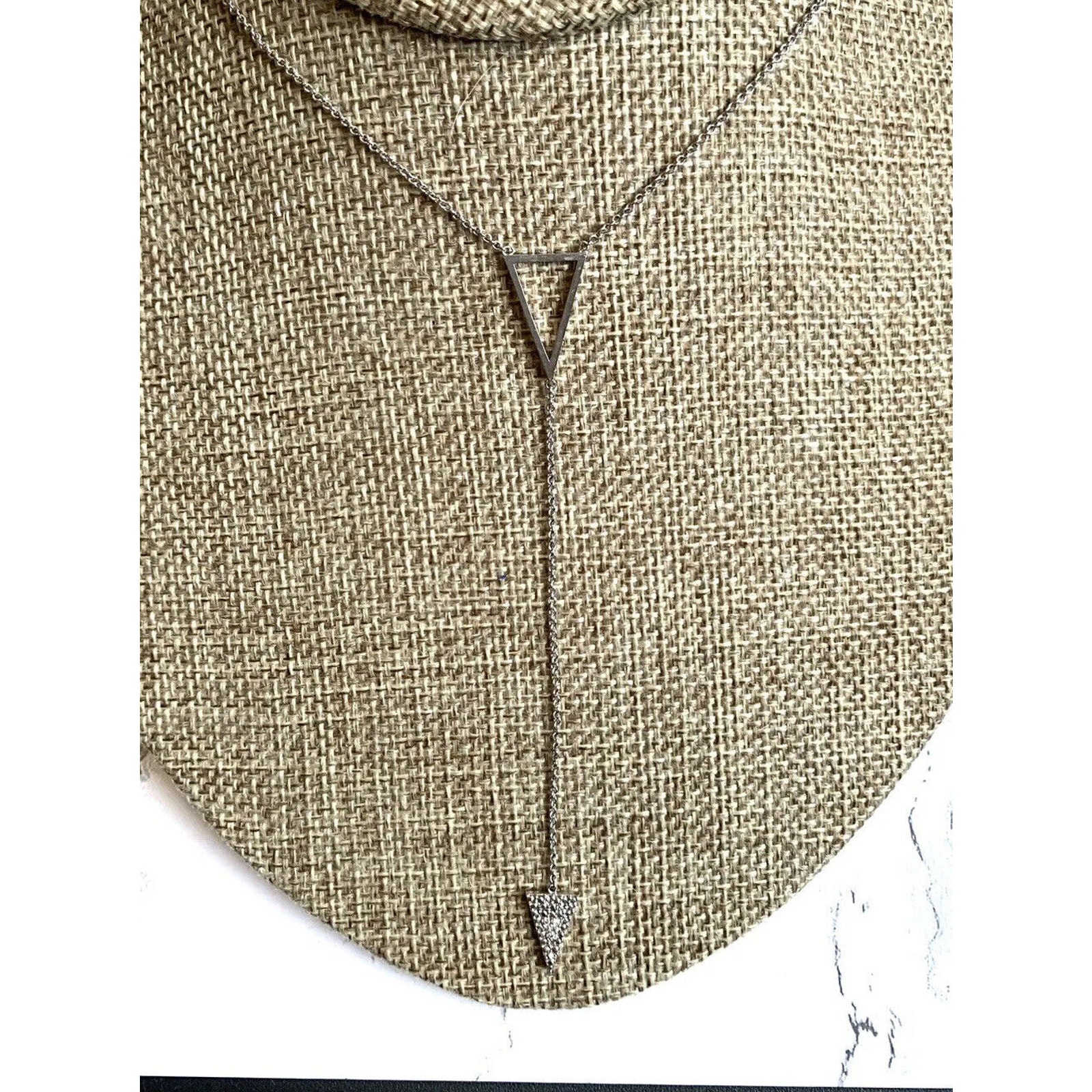 Dainty Y Drop Arrow Necklace Silver Tone With Rhinestones Y2k Feminine Bling